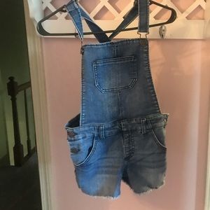 Denim overall shorts